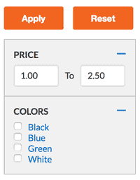 storeBlox Company Store Price and Color Filtering