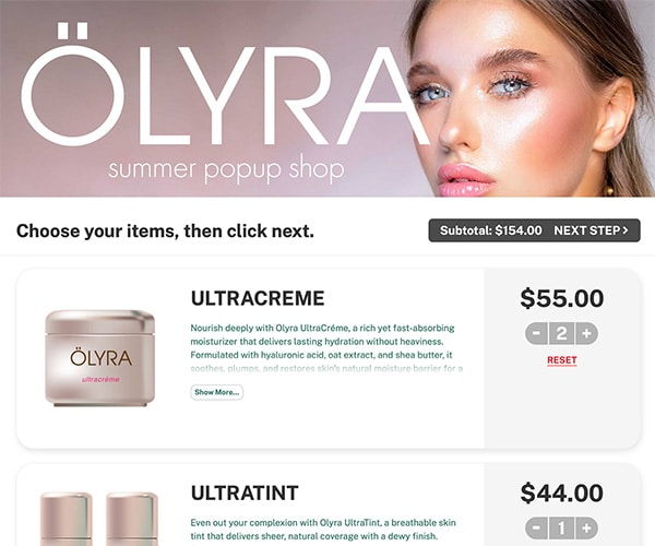 Popup store demo screen