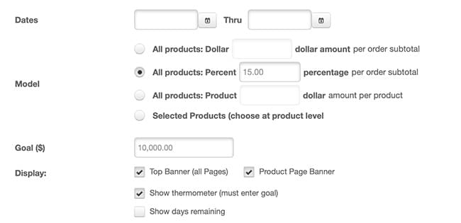 Fundraising management screen